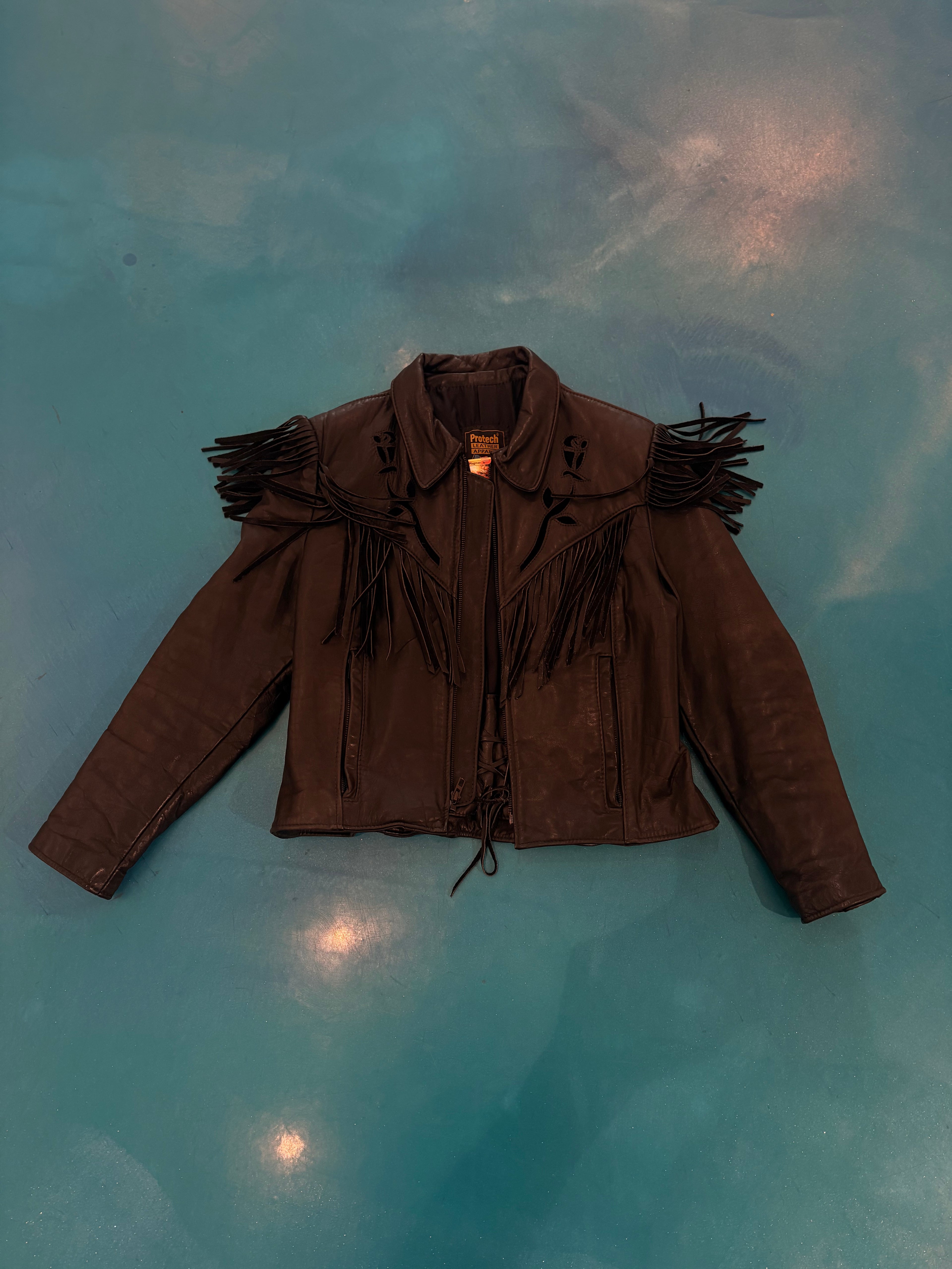 Vintage Protech Fringe Leather Jacket