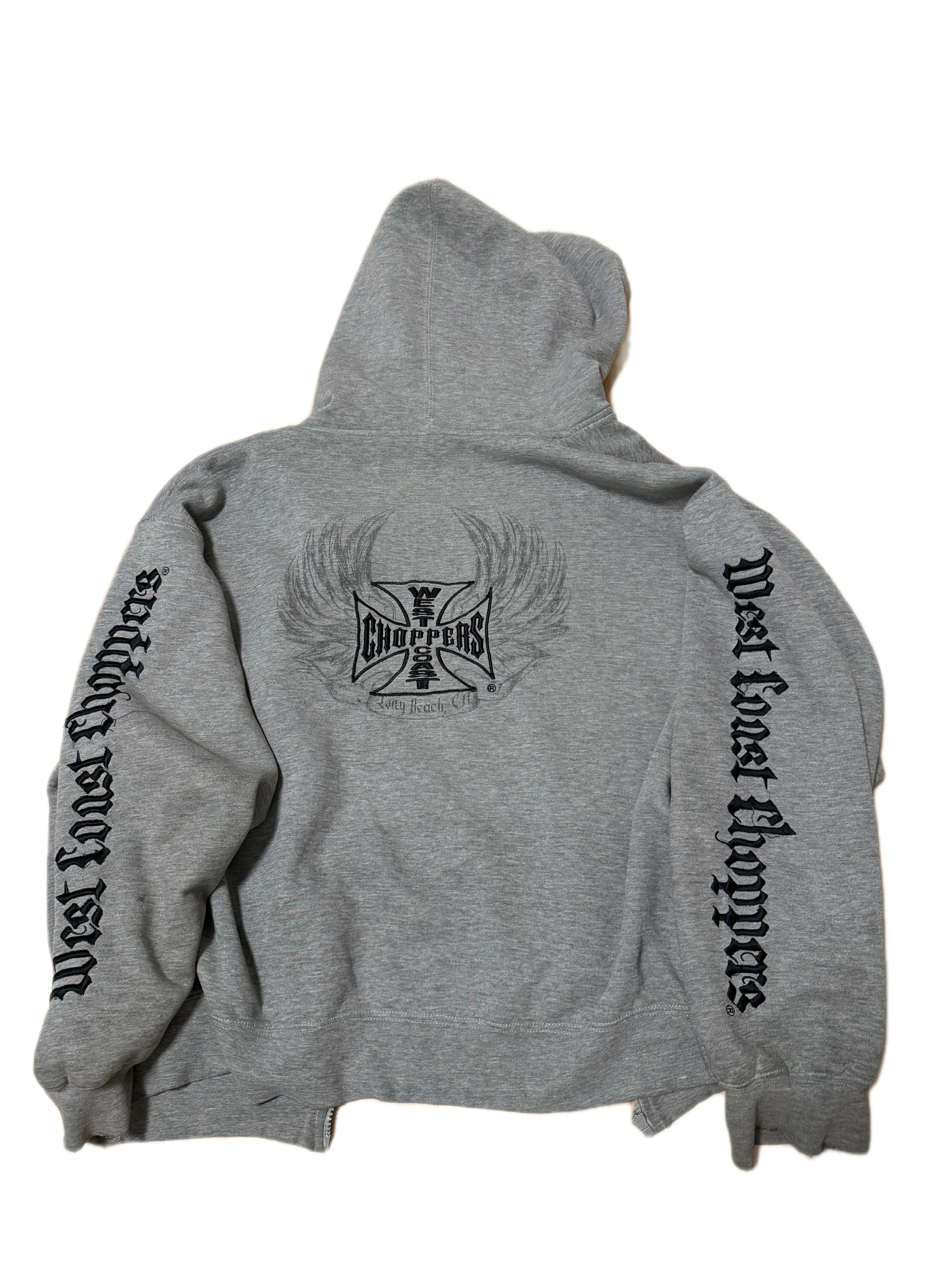 Vintage West Coast Choppers Thermal Lined Zip Up Hoodie (L)