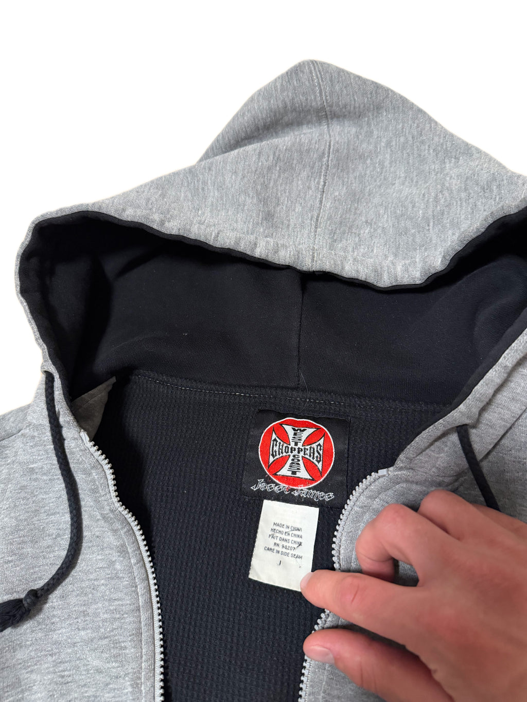 Vintage West Coast Choppers Thermal Lined Zip Up Hoodie (L)