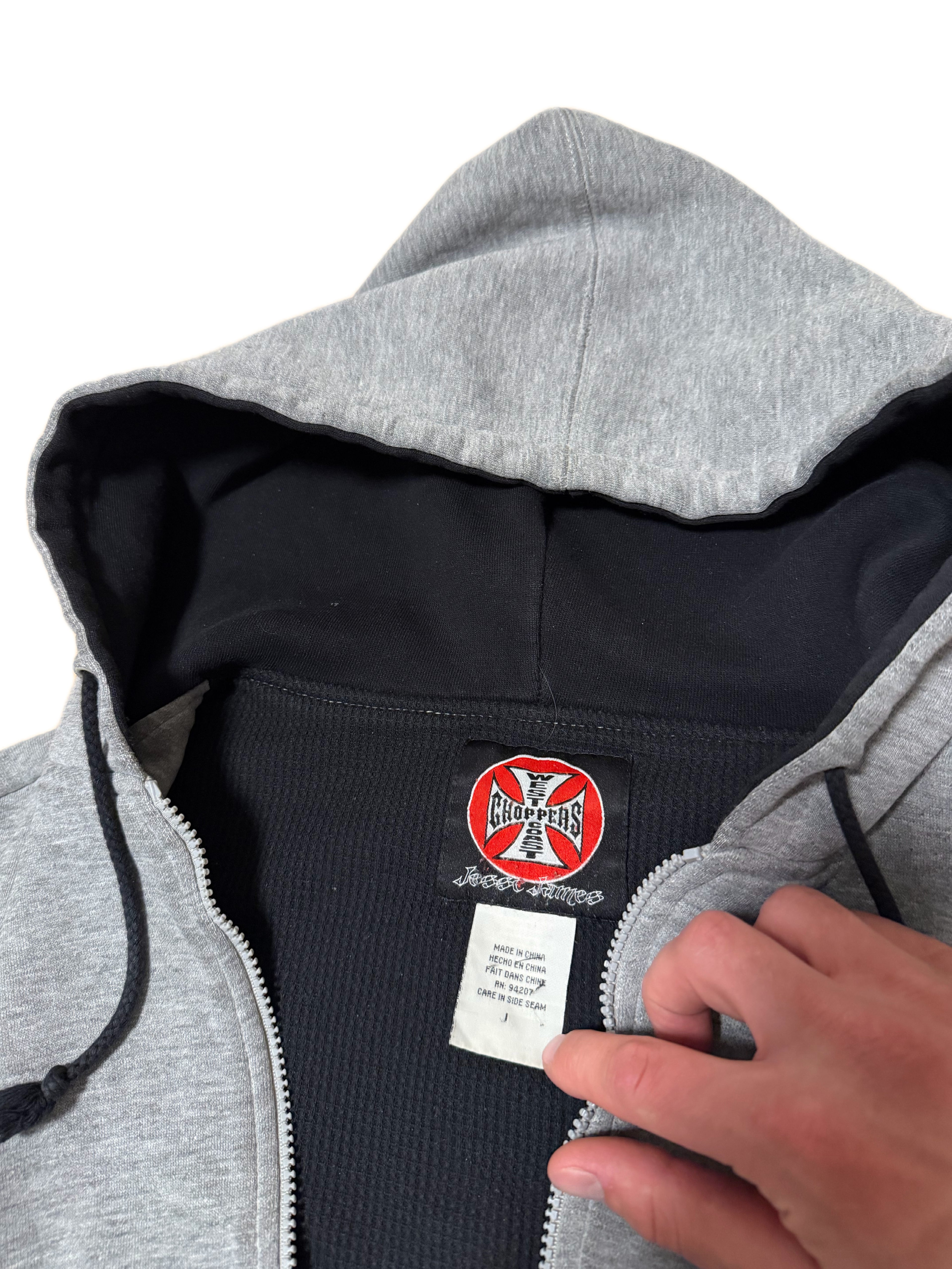 Vintage West Coast Choppers Thermal Lined Zip Up Hoodie (L)