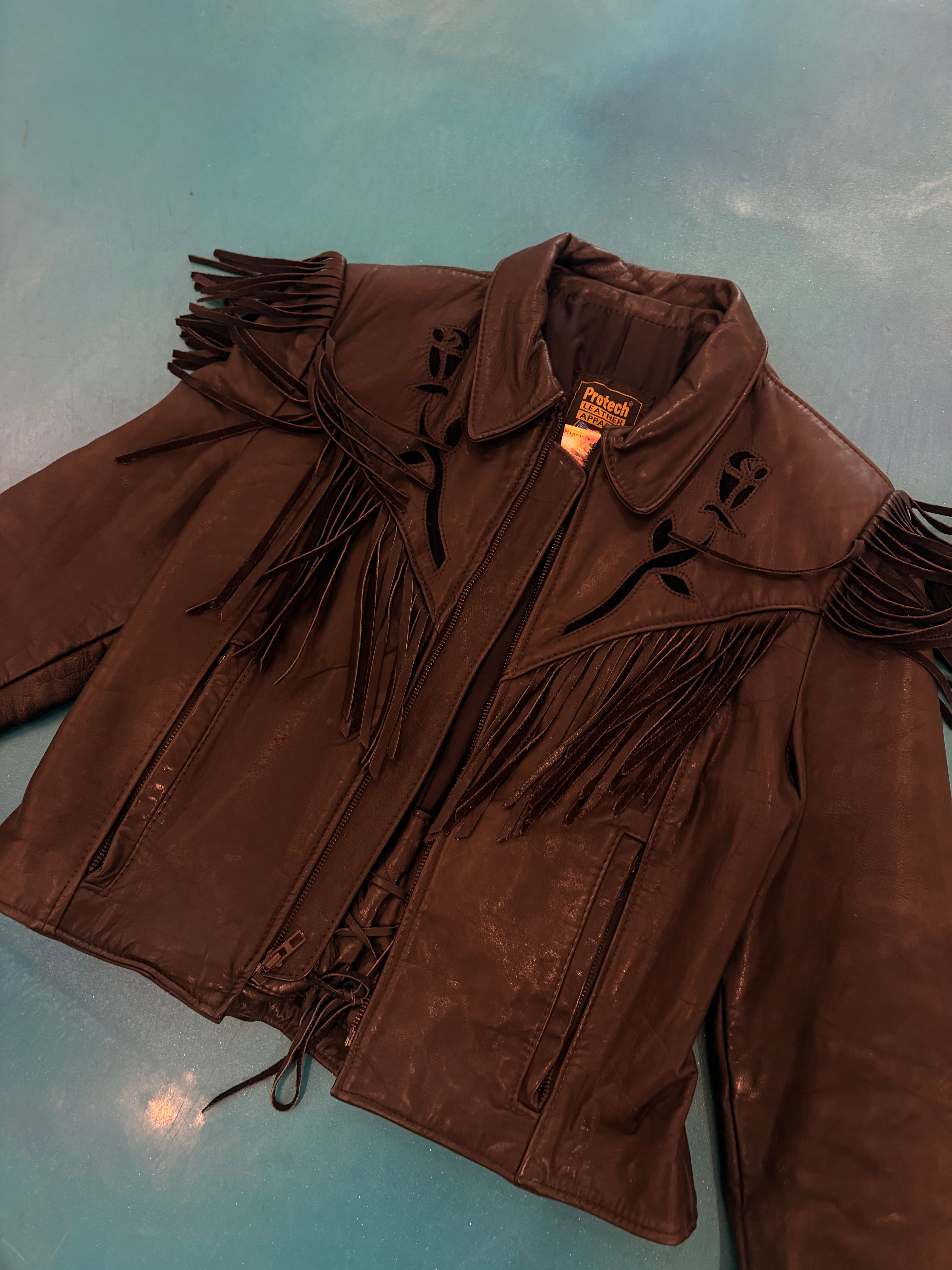 Vintage Protech Fringe Leather Jacket