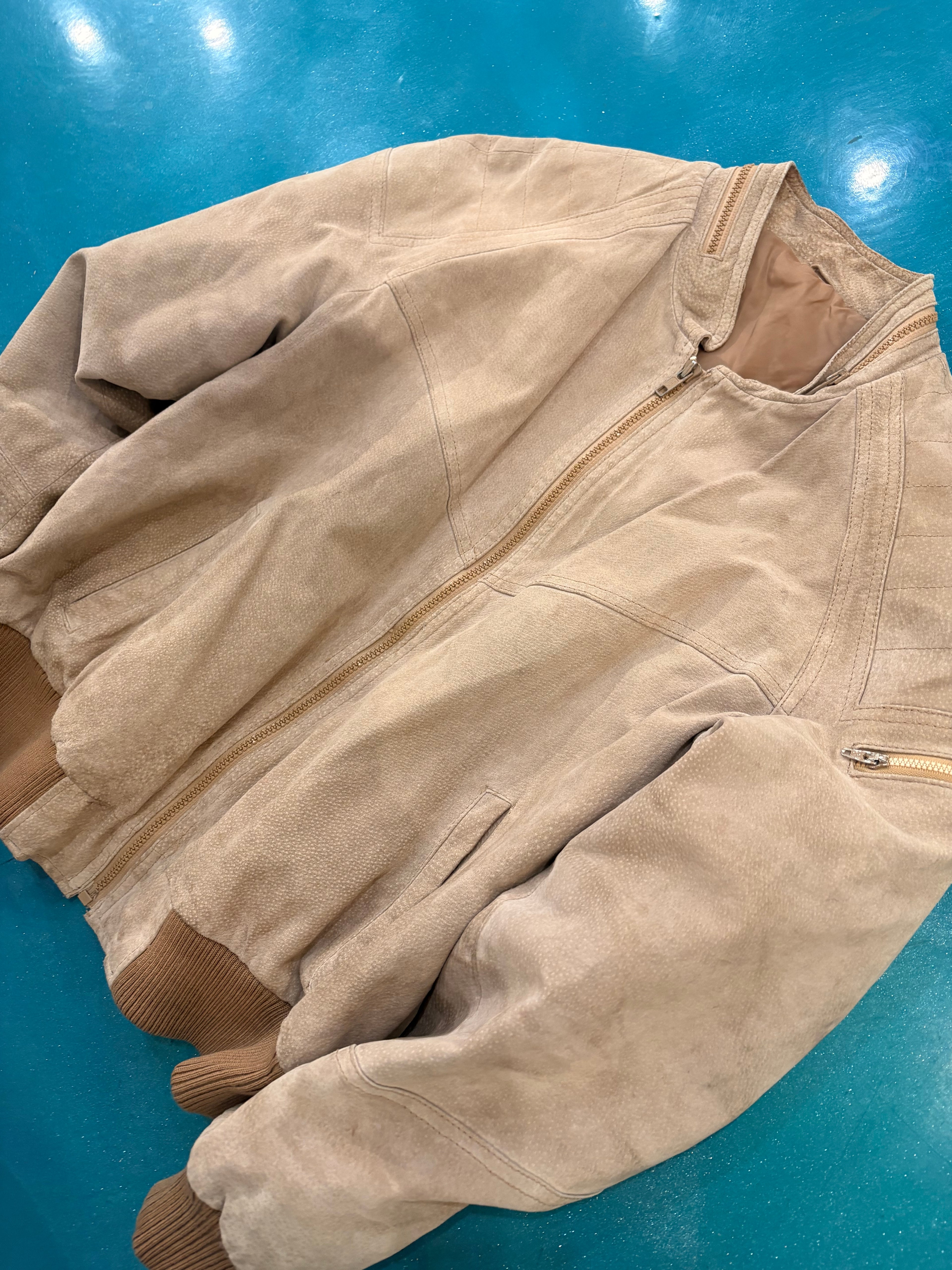 90’s tan leather jacket D