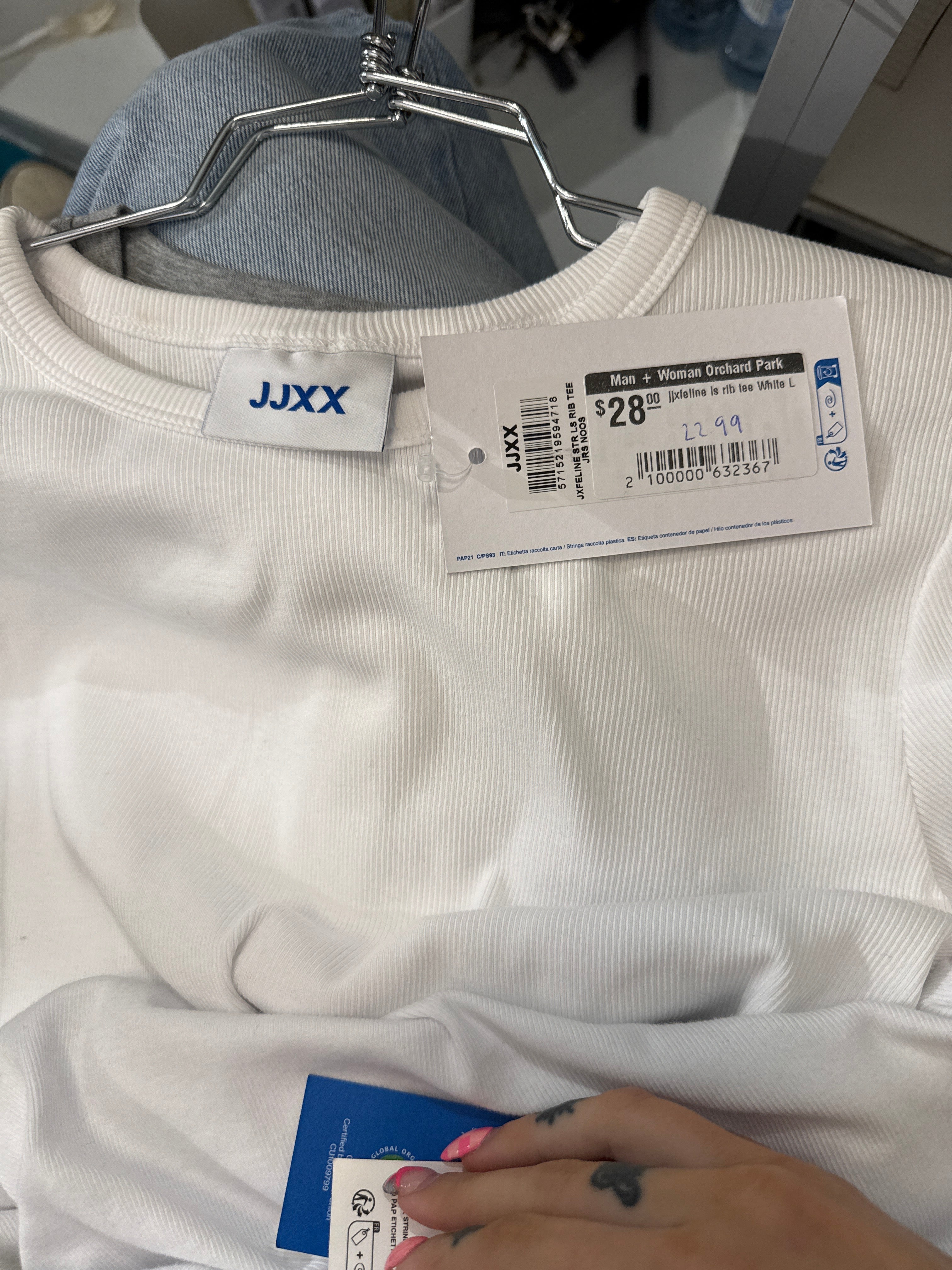 JJXX Rib Tee White (L)