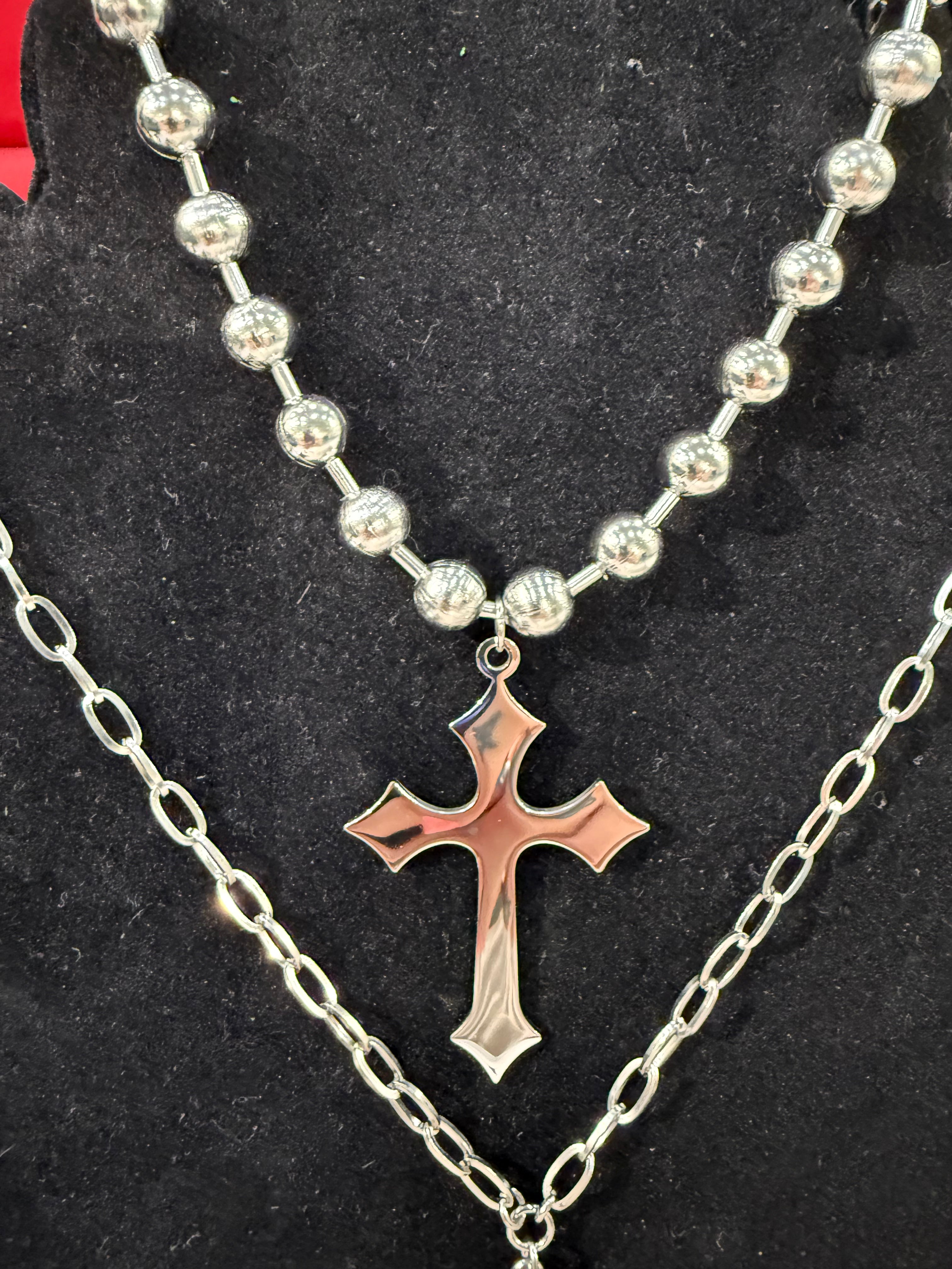 Too Bad Bead Cross Necklace