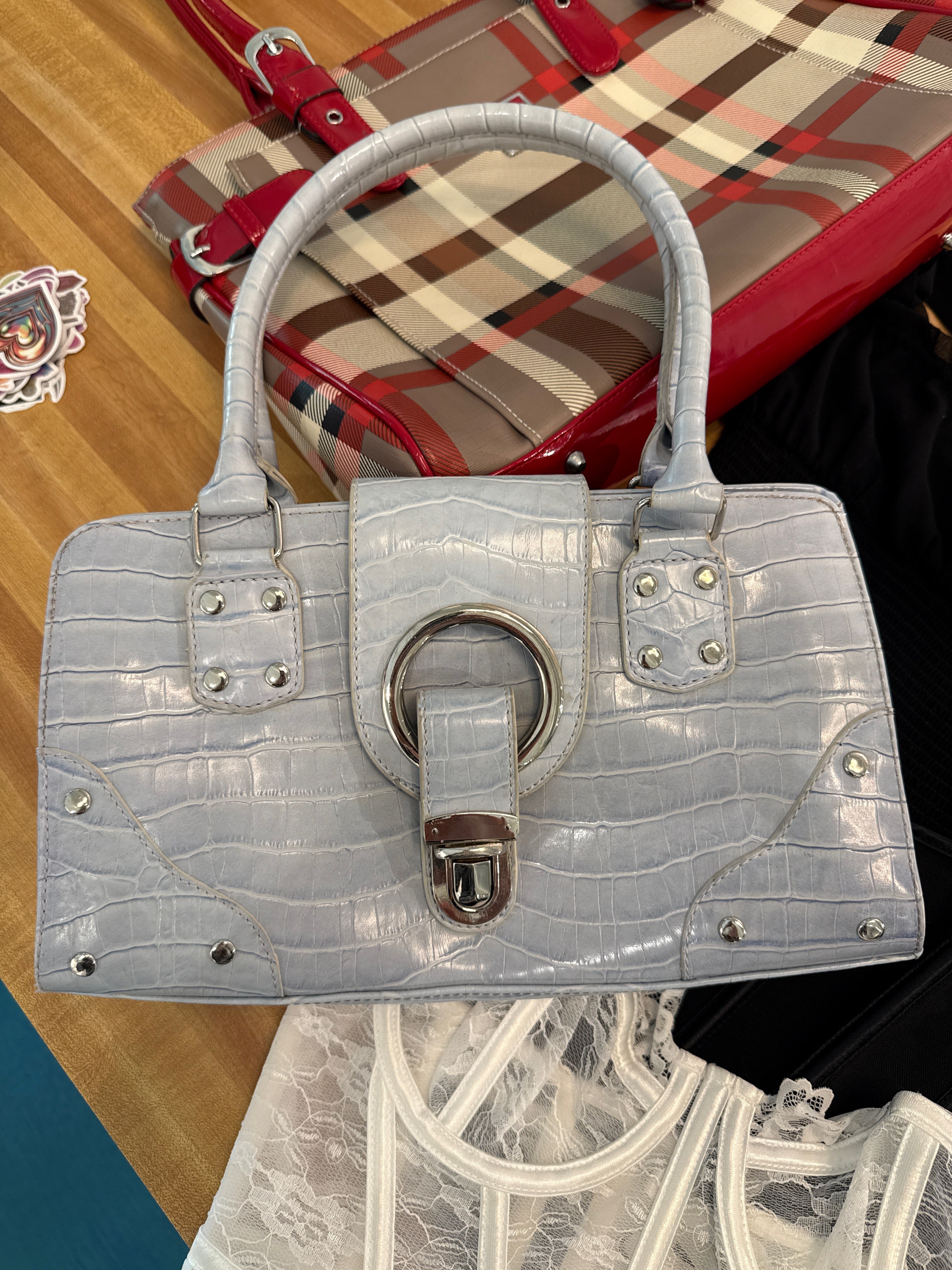 Y2K Blue Croc Bag
