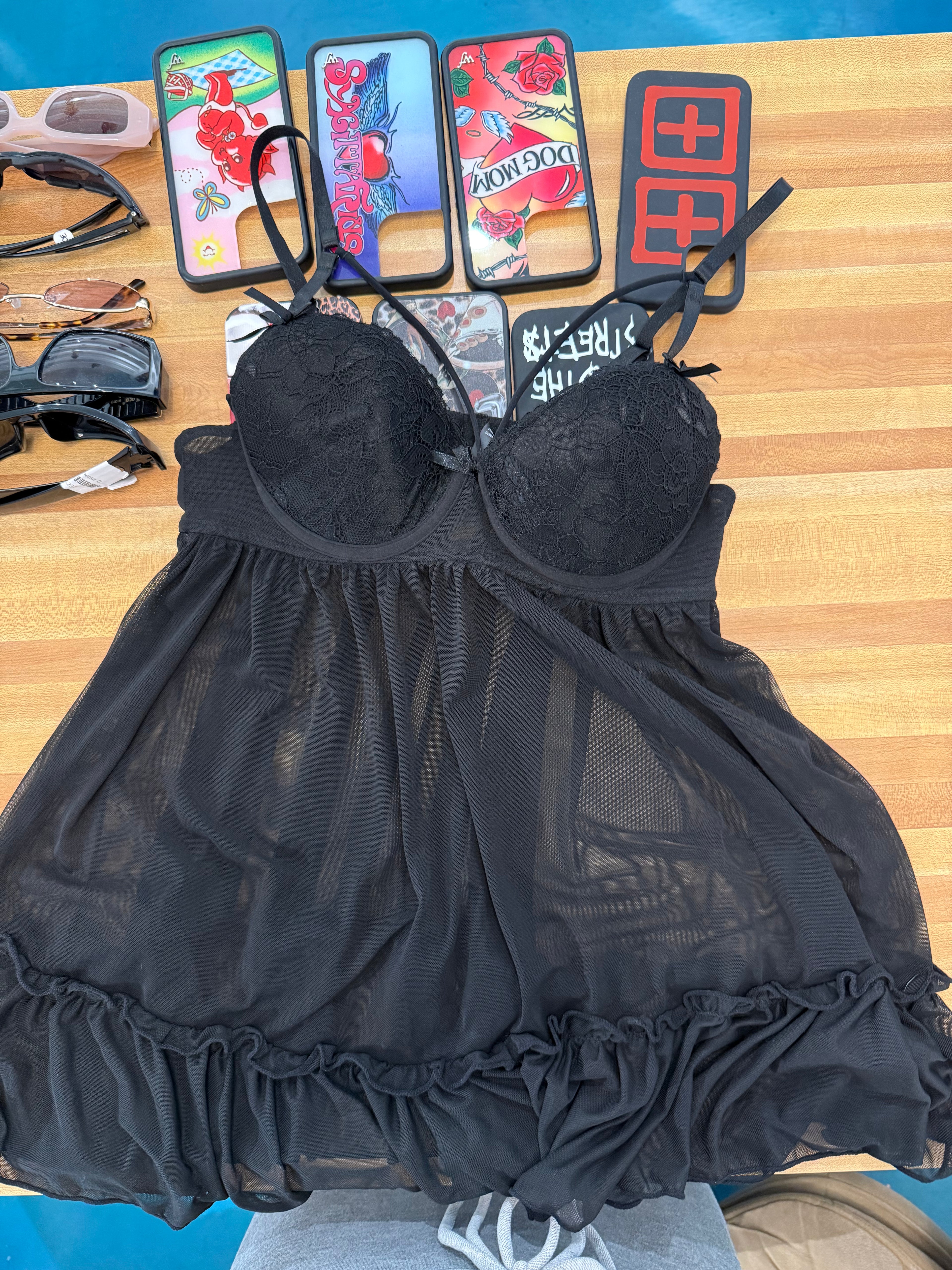 Black Mesh BabyDoll (S)