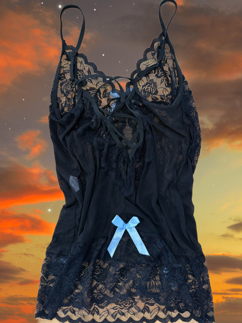 Blue Bow Lingerie Slip (S)