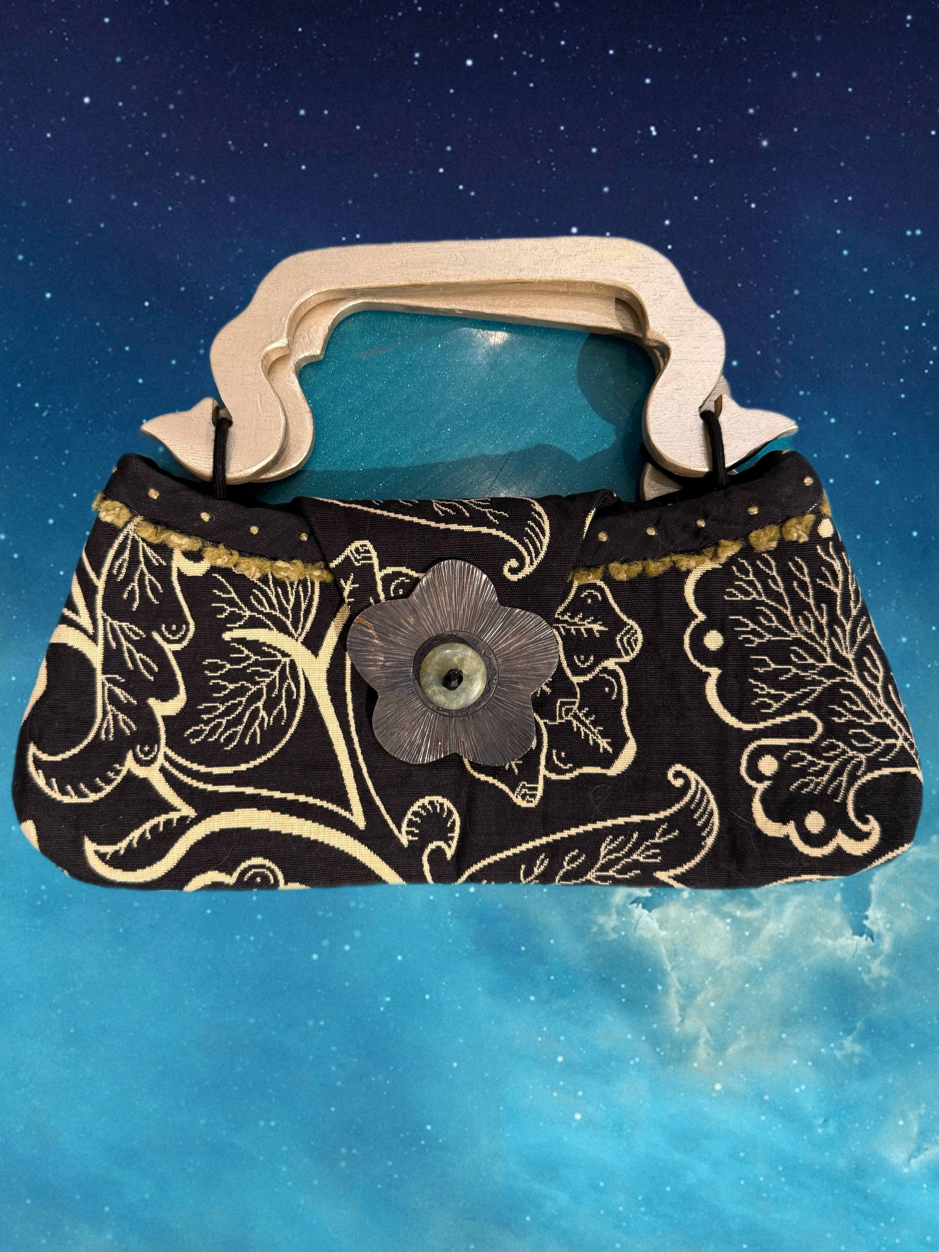 Vintage Cottage-Core Tapestry Clutch