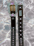Brown & Pink Bejeweled Western Belt