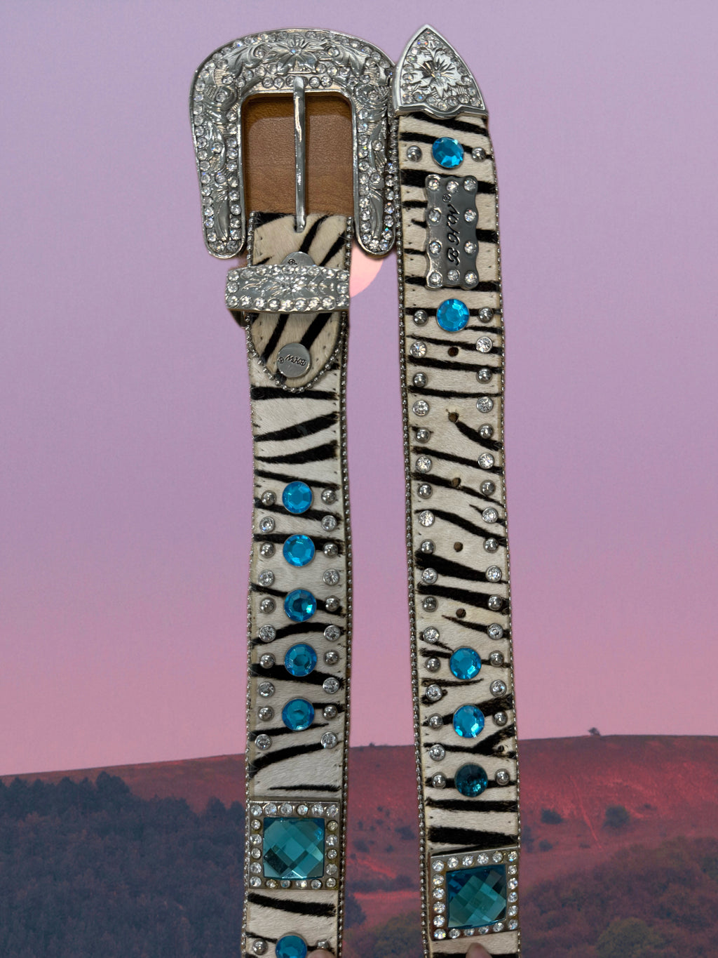 Blue Jewel Zebra Western Belt