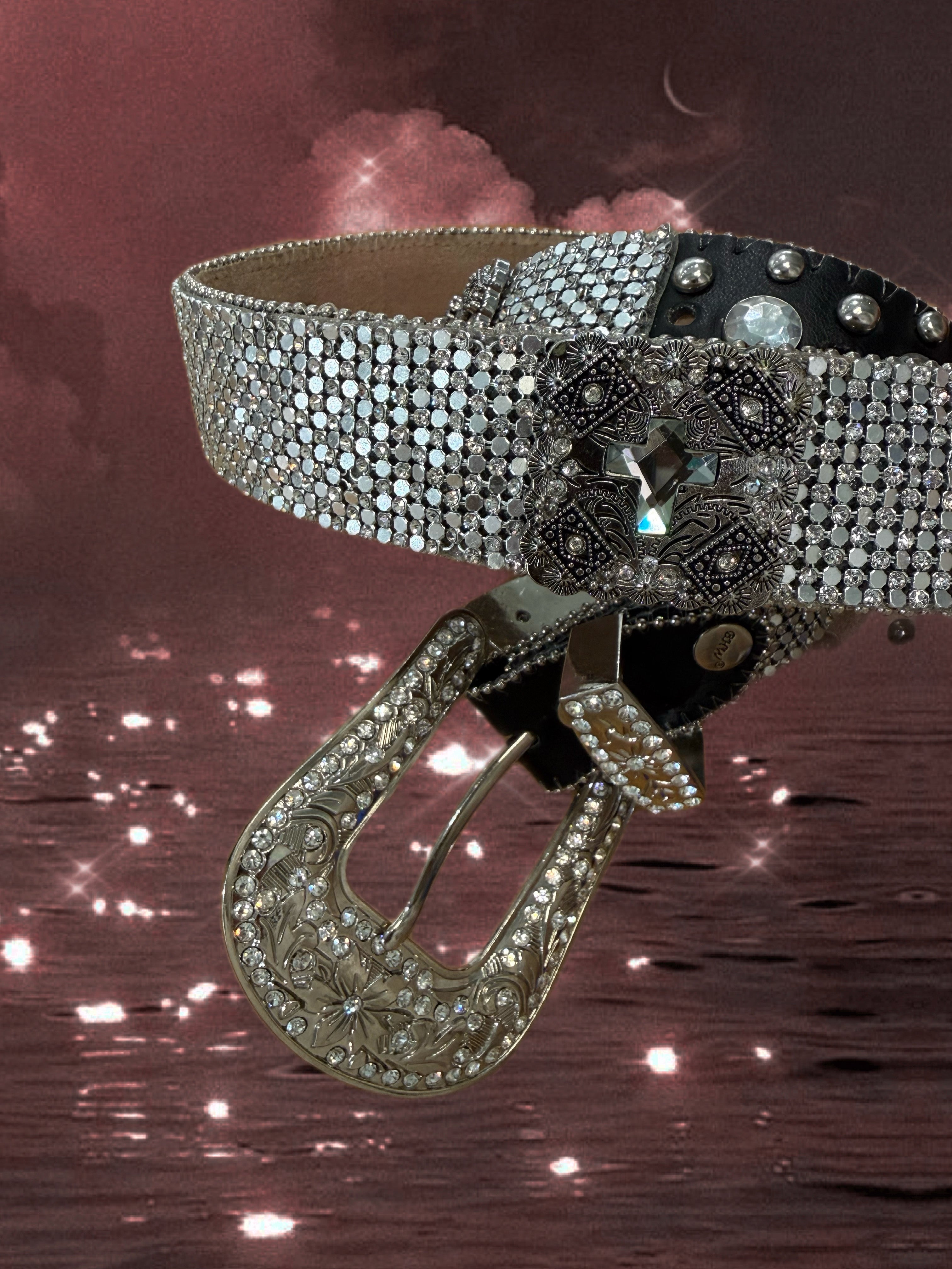 Black Western Bedazzled Cross Belt