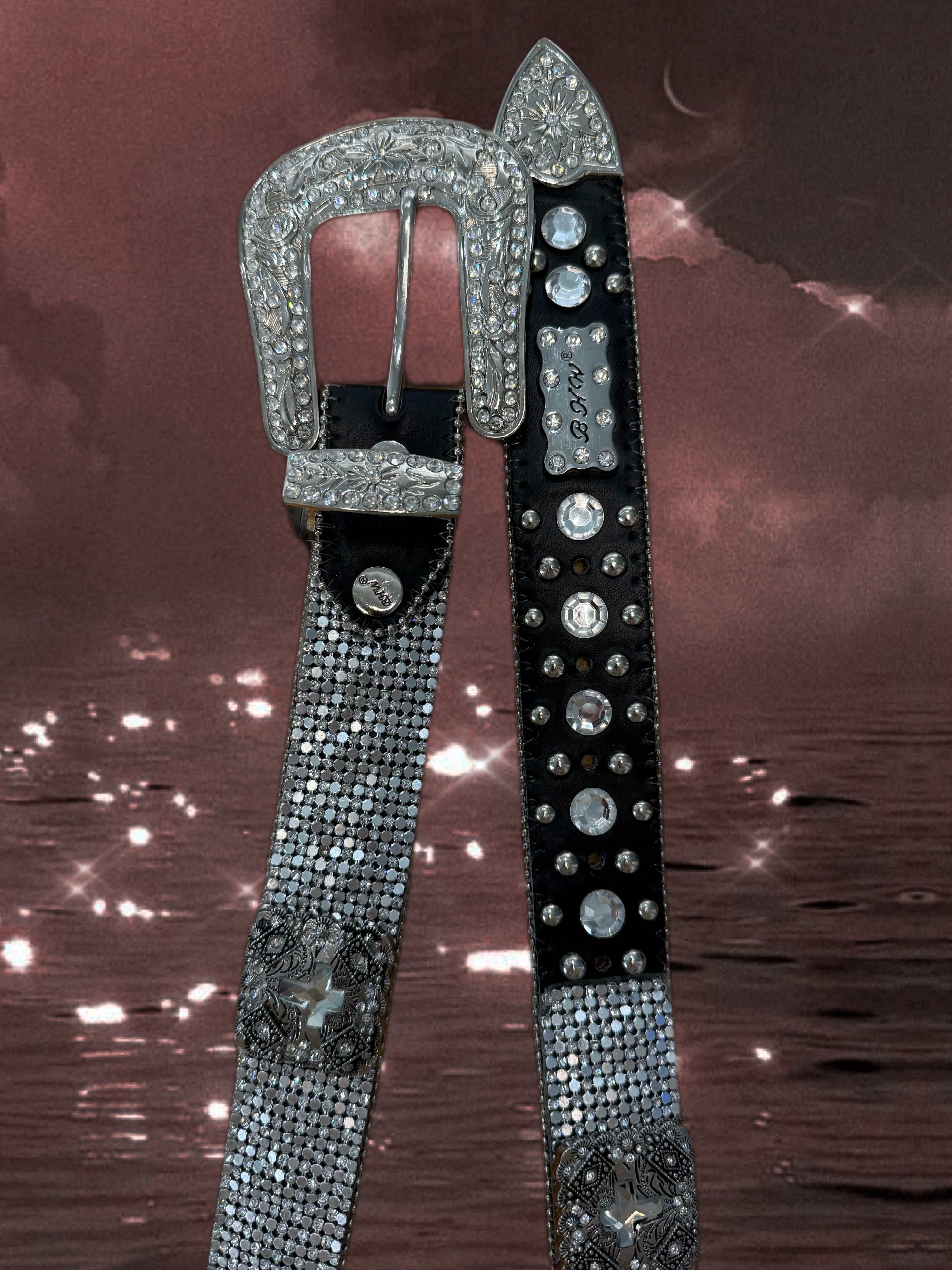 Black Western Bedazzled Cross Belt