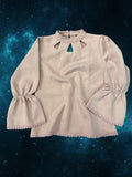 Blush Faux-Suede Blouse - Top Ten