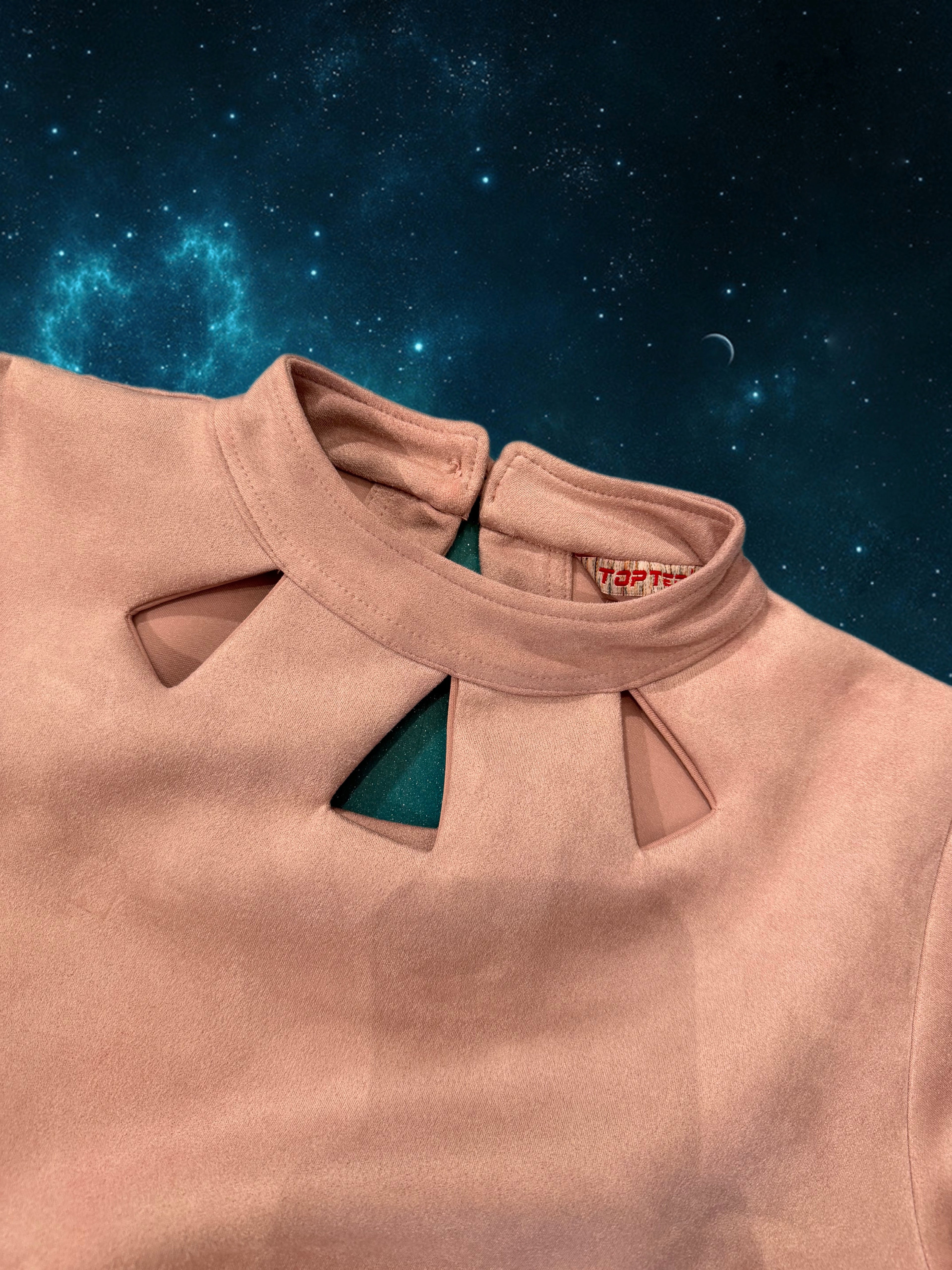 Blush Faux-Suede Blouse - Top Ten